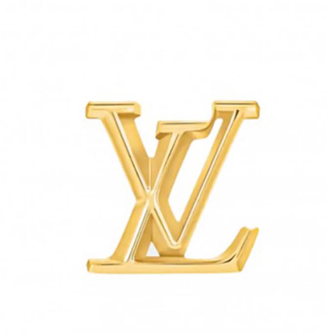 LOUIS VUITTON NIGO  VIRGIL ABLOH PYRAMIDAL LV EAR STUD YELLOW GOLD PER UNIT QO6187